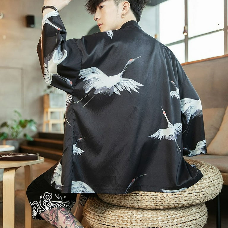 Hanfu Black Kimono Men Japanese Style Clothing Chinese ...