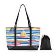 thumbnail image 7 of FORMRS Canvas Laptop Tote Bag for Women with 15.6" Computer Compartments Shoulder Handbag, Red Hand Drawn Sailboats, 7 of 7