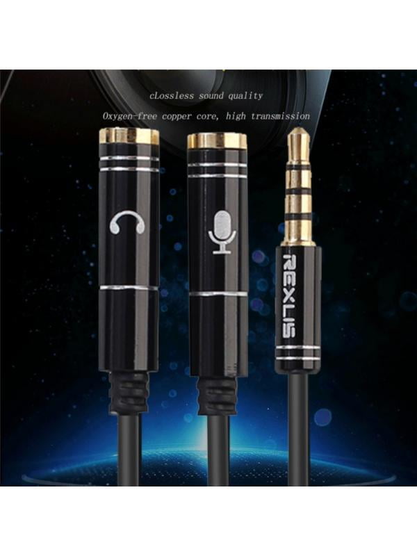Dragonus 3.5mm Headset Adapter YSplitter Jack Cable w/ Separate Audio