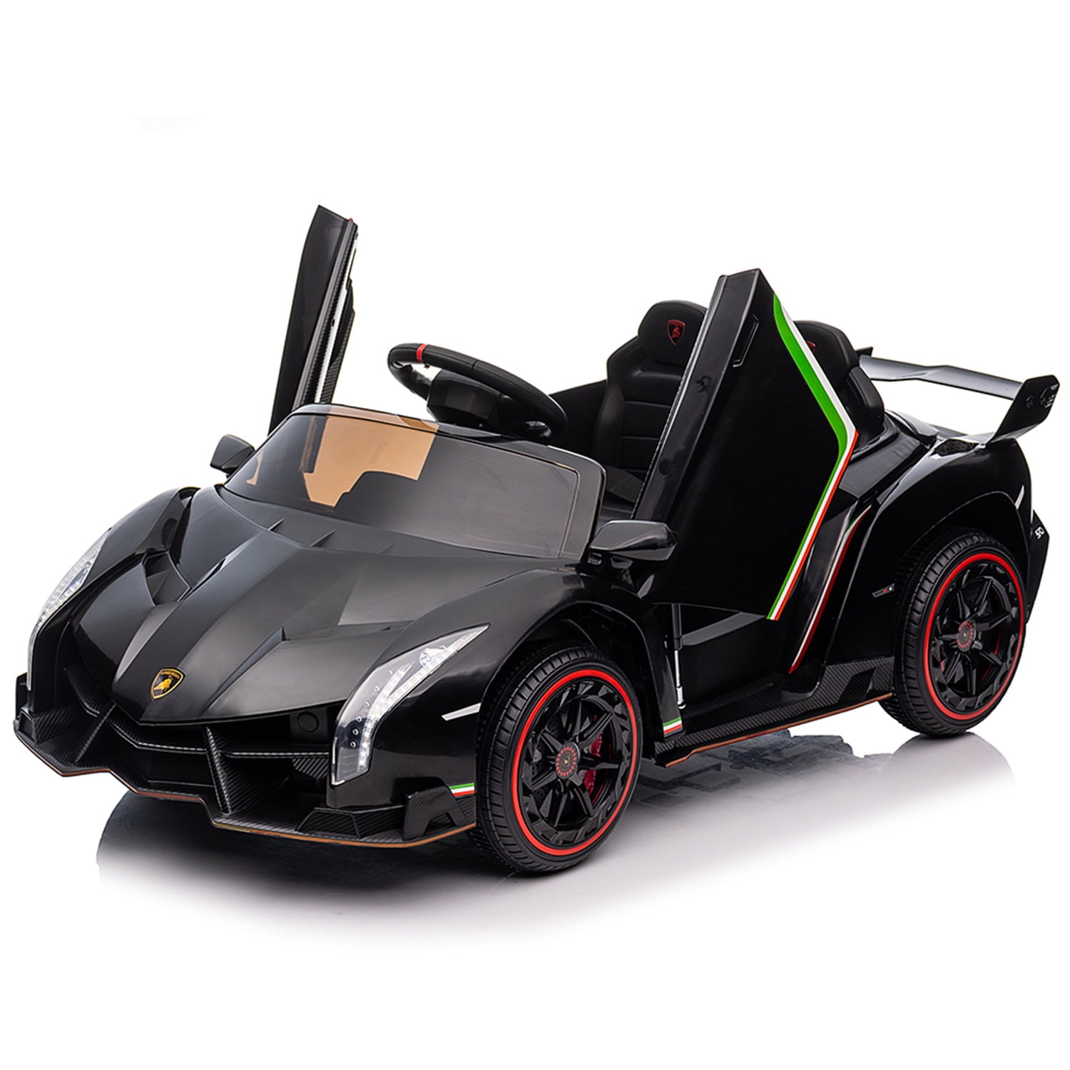 CIPACHO 12V Powered Ride Ons for Kids Licensed Lamborghini Poison Small Dual Drive Sports Car with 2.4G Remote Control, Black