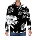 thumbnail image 2 of LEBONYARD Men's Long Sleeve Crew Tee,Mens Clothing Clearance,Men's Printed Long Sleeved Button Up Lapel Top Black XXXL, 2 of 5