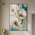 thumbnail image 3 of White Blooms with Golden Grace Canvas Pastel Floral Art by Art Remedy, Black Frame, 36" x 54", 3 of 7
