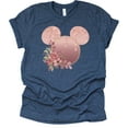 thumbnail image 2 of Women Teen Rose Gold Drip Mickey Ears with Flowers Shirt Unisex Floral Adult Ladies Boho Character Tshirt (Navy, Small), 2 of 7