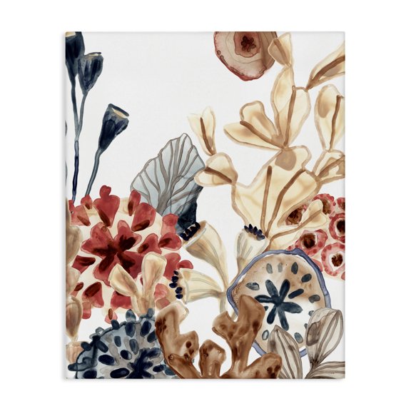 Stupell Industries Transitional Aquatic Plant Life Assortment Coral Kelp Sand Dollars Canvas Art, 16 x 20, by June Erica Vess
