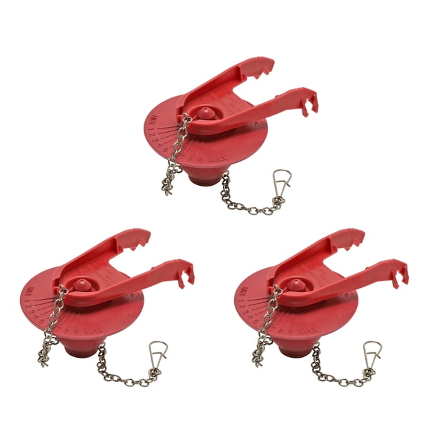 Fluidmaster 502CN3 PerforMAX Aleta de inodoro universal de larga duración y ahorro de agua para válvulas de descarga de 2 pulgadas Diseño de marco sólido ajustable Fácil instalación Paquete de 3 Rojo