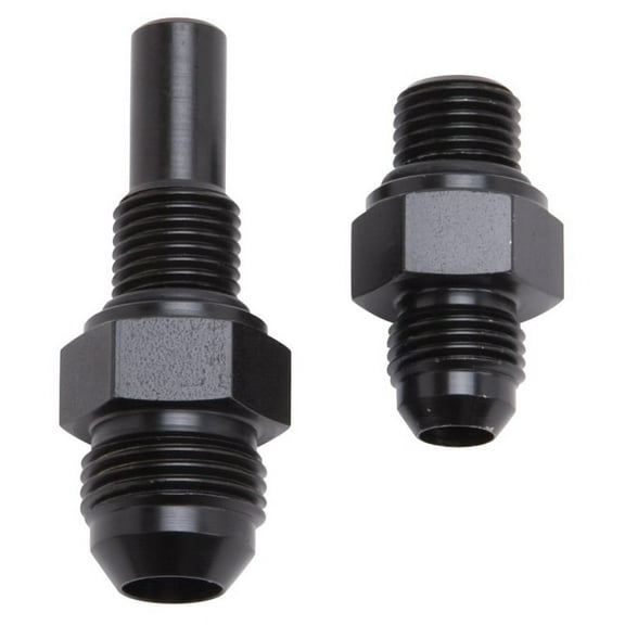 Russell Performance -6 AN to 4L80 Transmission Ports Adapter Fittings (Qty 2) - Black Zinc