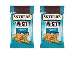 Snyder's of Hanover, Jalapeno Ranch Twisted Pretzel Sticks, 12 Oz Bag (Pack of 2)