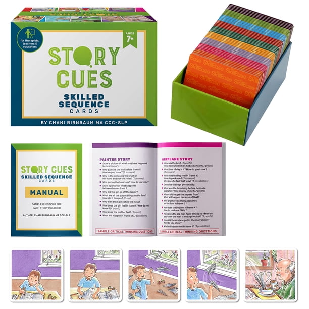 Skillease Story Cues Tarjetas de secuenciación especializada Materiales de logopedia Juego de habilidades sociales Juegos para estudiantes de inglés Tarjetas de narración Tarjetas para construir oraci