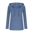 thumbnail image 6 of Ribbed Knit Hoodies for Women Drawstring Hooded Tunic Sweatshirts Winter Travel Solid Color Long Sleeve Pullover Shirts Sweaters Tops, 6 of 8