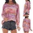 thumbnail image 2 of Top de manga larga con cuello redondo teñido con corbata suelta regular informal a la moda para mujer Fridja  ghj987+4334, 2 of 9