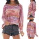 thumbnail image 2 of Top de manga larga con cuello redondo teñido con corbata suelta regular informal a la moda para mujer Fridja  ghj987+4331, 2 of 9