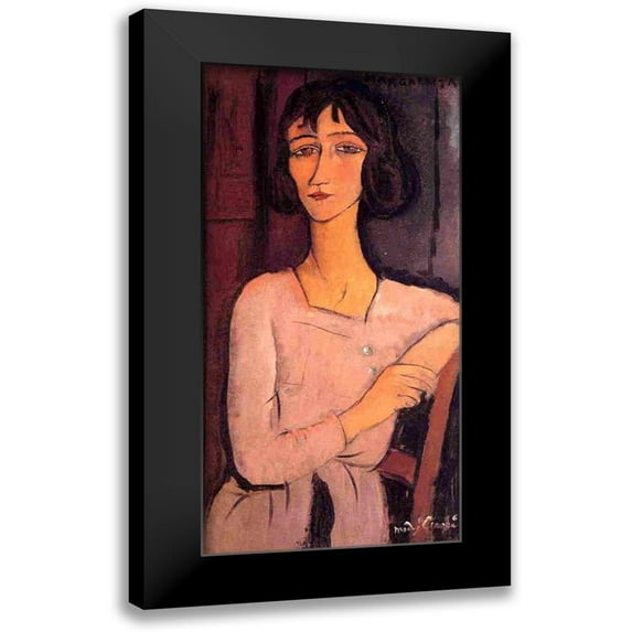 Modigliani, Amedeo 14x24 Black Modern Framed Museum Art Print Titled - Marguerite-Seated, 1916
