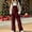 Wine, variant on Hulanddfd Womens JumpsuitsCasual Wide Leg Overalls Loose Fit Jean Jumpsuits Adjustable Strap Bib RomperYellowL