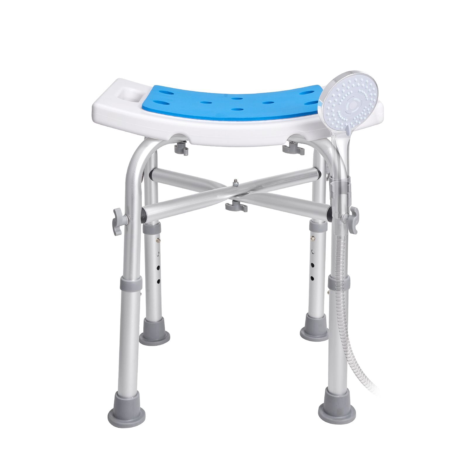 Shower Stool with Adjustable Height, 500 lbs Capacity, PE + Aluminum Alloy, 4 Non-Slip Pads, Tool-Free Assembly, for Seniors, Disabled, Pregnant Women & Post-Surgery Patients