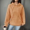 thumbnail image 2 of Daznico Sweatshirt for Women - Womens Hoodie with Loose Pullover Long Sleeve Spliced with String Pocket Hoodie Sweater, Hooded Sweatshirt Women,Color:Orange Size:S, 2 of 5