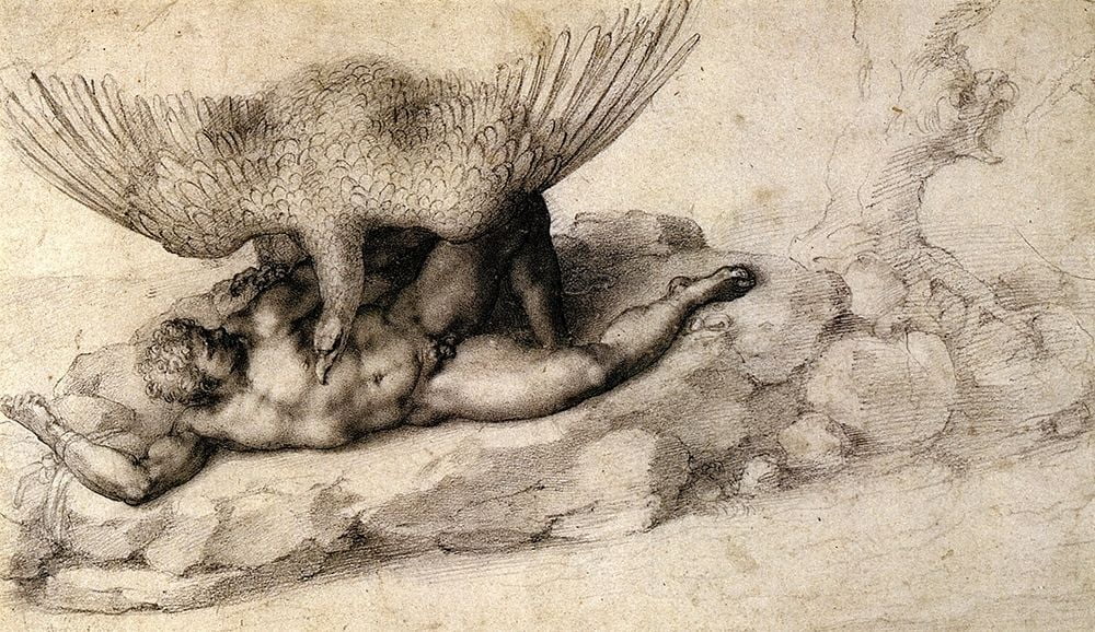 Michelangelo 32x20 White Modern Wood Framed Museum Art Print