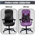 thumbnail image 4 of Purple Cat Office Chair Cover Stretch Computer Desk Chair Covers Breathable Universal Boss Swivel Chair Covers Gaming Chair Covers Chair Decoration Accessories, 4 of 7