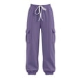 thumbnail image 7 of Dzrciro Cargo Pants for Women, Drawstring Elastic Waist Trousers with Side Pockets, Lightweight Athletic Baggy Pants S-2XL, 7 of 7