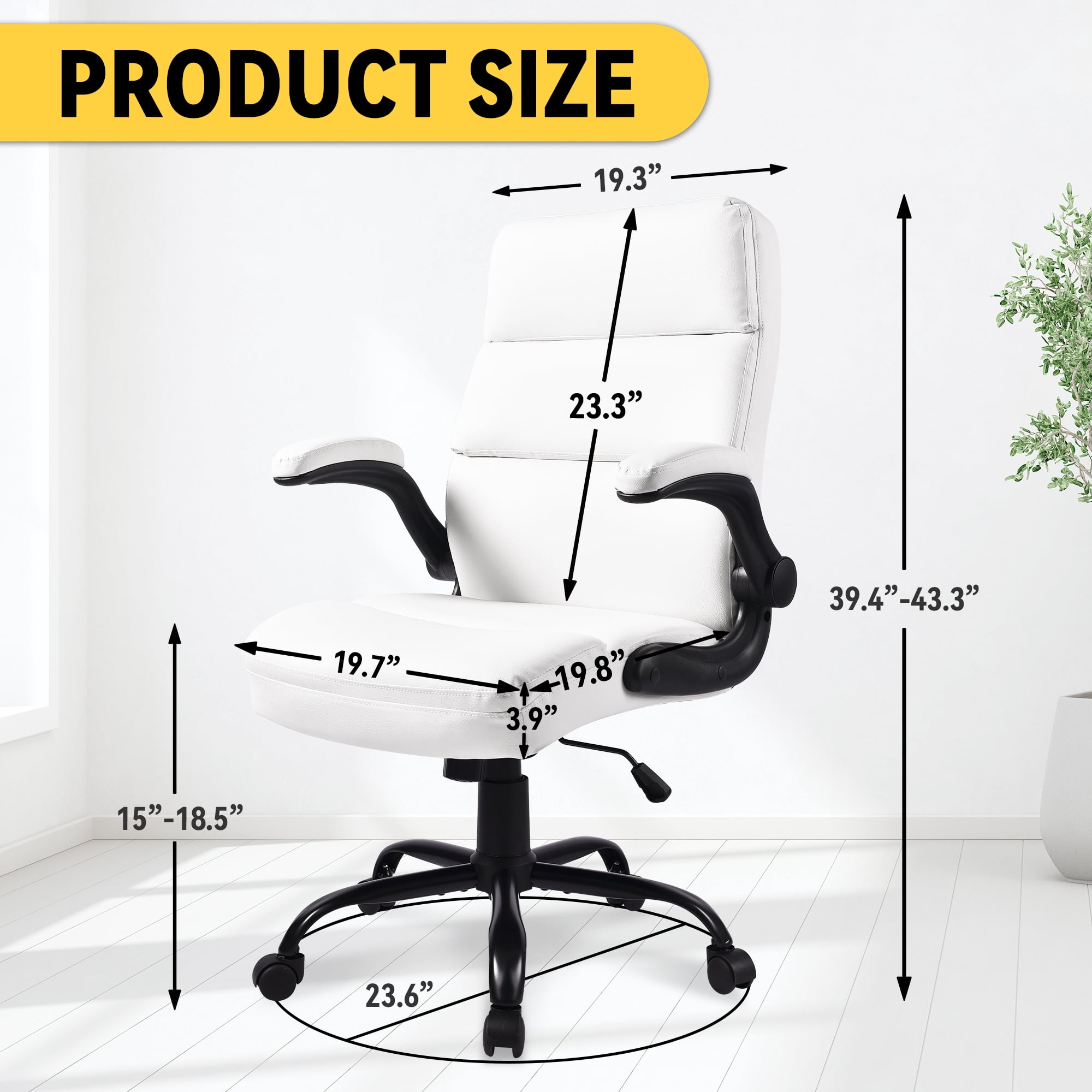 OUTMASTER High Back Leather Executive Office Chair, Ergonomic Desk Chair with Padded Armrests, White
