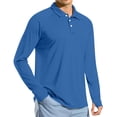 thumbnail image 2 of Dxzfnsa Sun Shirts for Men Lightweight Solid Color Long Sleeve Shirts with Thumb Holes Men's Quick Dry Button Lapel Collar Sunscreen Pullover Tops, 2 of 9