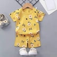 thumbnail image 2 of Gibobby Toddler Boy Outfits Clothes Children's Summer Tropical Printed Short Sleeve Training 1t 2t 3t 4t 5t 6t New Born for Twins Kids Casual 2-Piece Set(12-18 Months,Light Yellow), 2 of 4