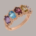 thumbnail image 2 of LBG British Made 14k Rose Gold Natural Multi Gemstone Womens Eternity Ring - 33 size options - Size 10.5, 2 of 8