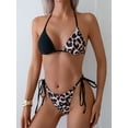thumbnail image 2 of Women'S String Two Piece Halter Top Triangle Bikini Set with Tie Side Bottom Swimsuit Bathing Suits Leopard Print L, 2 of 6