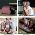 thumbnail image 3 of Feishell for iPhone 16 Pro Case with Card Holder, Wallet Case for Women Men with RFID Blocking, Durable PU Leather Kickstand Magnetic Clasp Shockproof Phone Case,Winered, 3 of 9