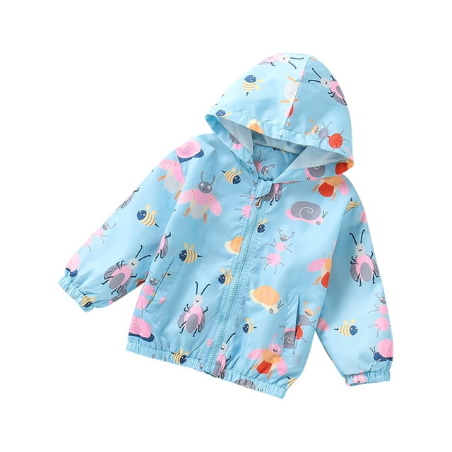 Gibobby Chamarra acolchada para niñasChaqueta con estampado de de dibujos animados para niños pequeños, bebés, niñas y niños, abrigo cortavientos con cap(Azul, 18-24 Meses)