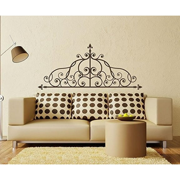 ROD IRON *Vinyl* BED POST, OR WALL SCROLL ~ Wall or Window Decal 20" x 45" (Brown)