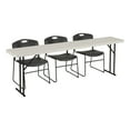 thumbnail image 2 of Norwood Commercial Furniture 8 ft Multipurpose Indoor Outdoor Heavy Duty Portable Blow Molded Plastic Folding Training Seminar Table 18" W x 96" L Gray, 2 of 9