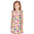 thumbnail image 1 of Fotbe Dinosaur Vestido de Dormir para Niñas de 3 a 10 Años, Mangas Cortas, Estilo Princesa, Pijama Camisón con Mangas Voladas-X-Large, 1 of 6