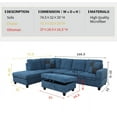 thumbnail image 5 of PonLiving Furniture L-Shape Sectional Sofa Couch Set, Morden Fabric Couch Set, with Right Hand Chaise Lounge, 2 Toss Pillows Included, 5 of 5