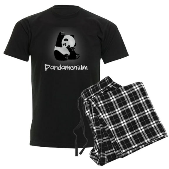 CafePress - Pandamonium Men's Dark Pajamas - Men's Dark Loose Fit Cotton Pajama Set