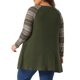 thumbnail image 3 of Túnicas de talla grande para mujeres, camisetas de pulóver de punto de bloque de color de manga larga Raglán con bolsillos 2X Verde militar, 3 of 6