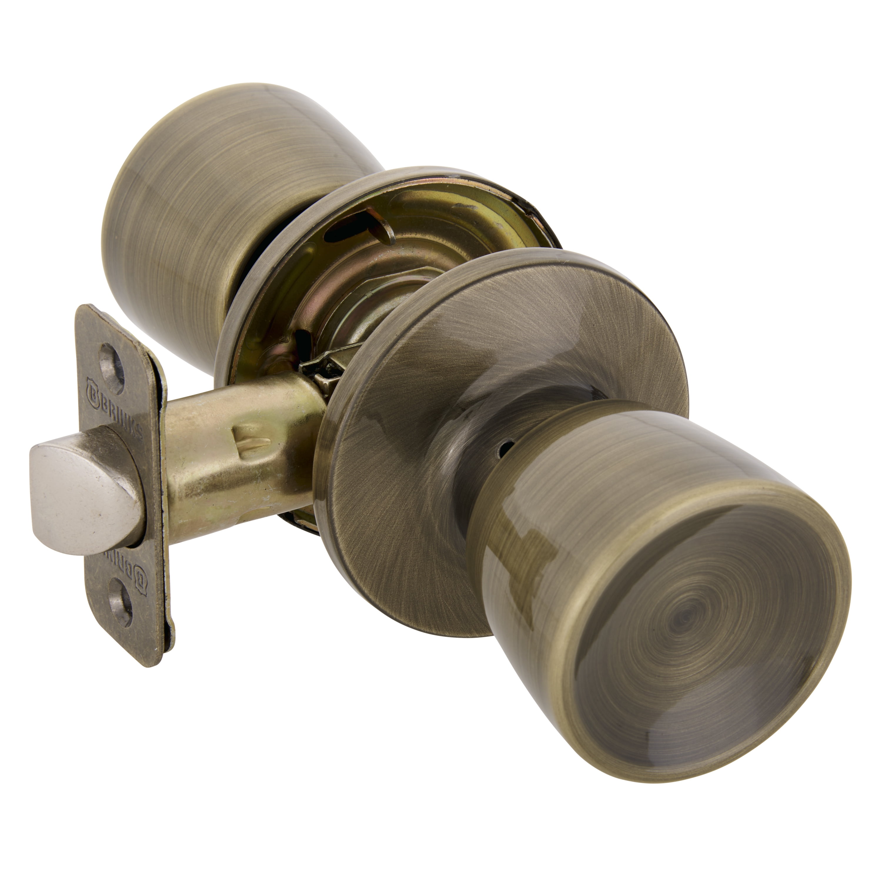 (2 pack) Brinks Passage Hall/Closet Classic Bell Style Doorknob, Antique Brass Finish