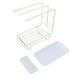 thumbnail image 1 of Soporte de esponja con bandeja de drenaje de secado rápido, fondo hueco, estante de secado de paños de cocina a prueba de herrumbre para fregadero de cocina y baño, color blanco, 1 of 10