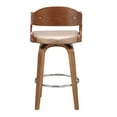 thumbnail image 2 of Wood and Faux Leather Copper Mid-Century 27-Inch Counter Seat Height Swivel Barstool, 2 of 8