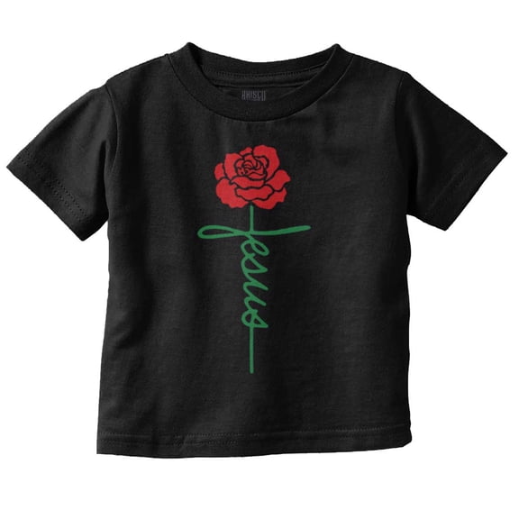 Christian Faith Jesus Rose Cross Toddler Boy Girl T Shirt Infant Toddler Brisco Brands 6M