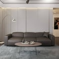 thumbnail image 6 of LeisureMod Modular 6-Seater Conversation Set, Sectional Sofa Set with Ottoman – Linen Upholstery Couch for Living Room, Apartment, or Office (Brown), 6 of 9