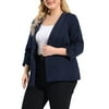 Agnes Orinda Juniors' Plus Size Solid 3/4 Sleeves Shawl Collar Blazer