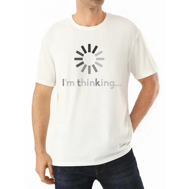 Graphic - Camiseta para hombre, color negro, pequeña"I'm Thinking" Pattern Print Men's Comfy Chic T-shirt, Graphic Tee Men's Summer Outdoor Clothes, Men's Clothing, Tops For Men, Gift For Men Tee Fo