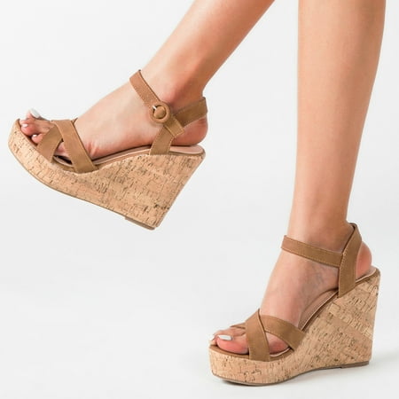 

〖Yilirongyumm〗 Brown 42 Sandals Women Peep Sandals Ladies Shoes Fashion Platform Strap Women s Buckle Wedge Toe Women s Sandals