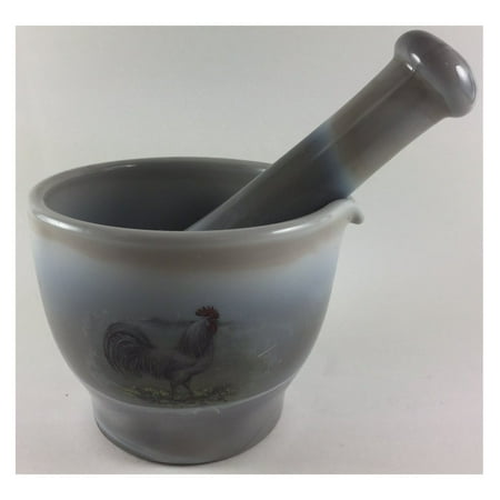 

Mortar and Pestle - Glass - Variety of Sizes - Made in The USA (2 oz Gray Swirl w/White Leghorn)
