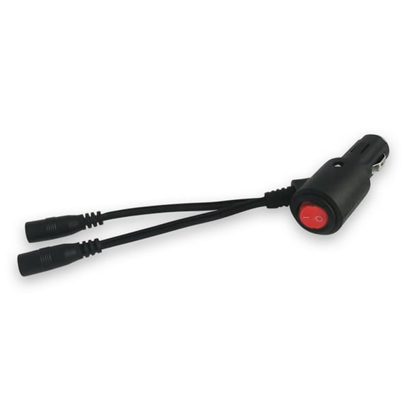 Car Cigarettes Lighter Plug to Double DC5521 Power Cable with Switching Button