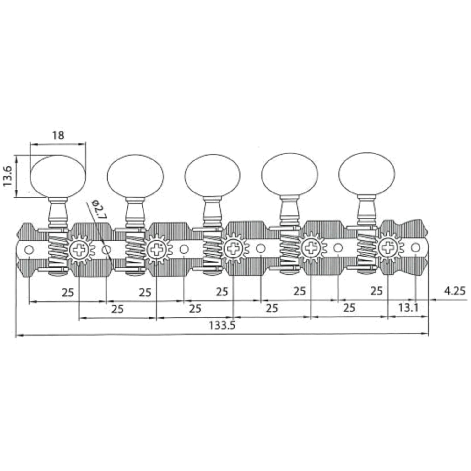 10 String 5x5 Strip Tuners Gold