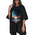thumbnail image 4 of Plus Size Shirt for Women Black Tops for Women Oversized Short Sleeves Shirt for Women Cosmic 3 T Shirt Crewneck Shirt for Women 3XL, 4 of 5