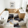 thumbnail image 2 of Black and Gold Marble Pattern Bathroom Rug Set 4 Piece,Includes Contour,Lid Cover,Bath Mat,Non-Slip Extra Soft Absorbent Washable, 2 of 5