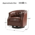 thumbnail image 6 of Genuine Leather Accent Chair with 360-Degree Swivel Base Nailhead Trims Armchair Apartment Brown, 6 of 7