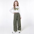 thumbnail image 2 of TIREOW Girls Outfits Fashion Round Neck Long Sleeve Cropped Pullover Top and Cargo Pants Casual Streetwear 2 Piece Set, 2 of 7
